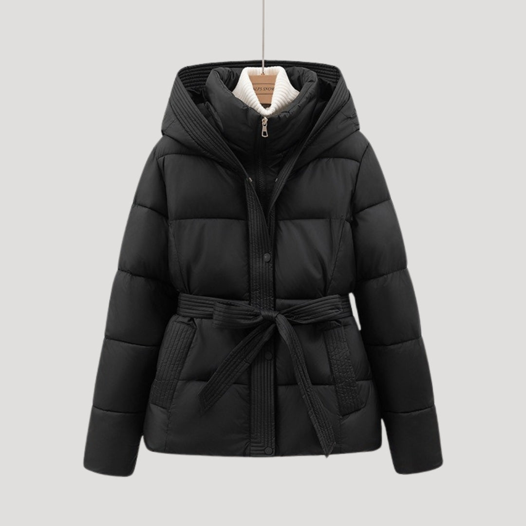 Brunhilde | Wattierte Kapuzenjacke mit Gürtel