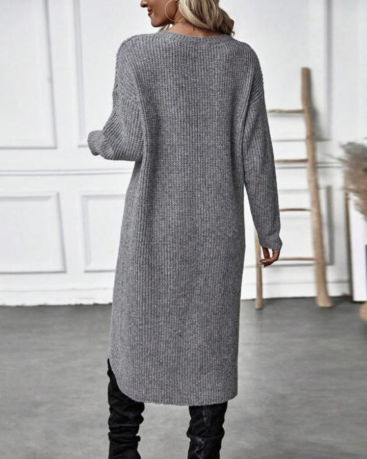 Hanne-Minna | Strickkleid mit Wickeldesign und langen Ärmeln