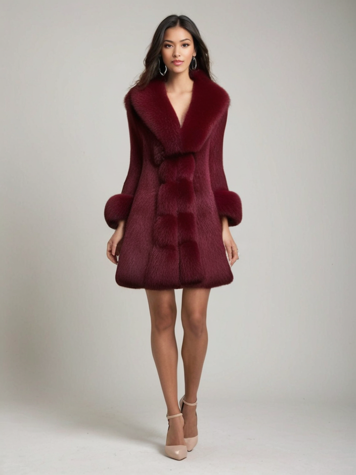 Corinna | Plüsch-Winterjacke mit elegantem Fellkragen