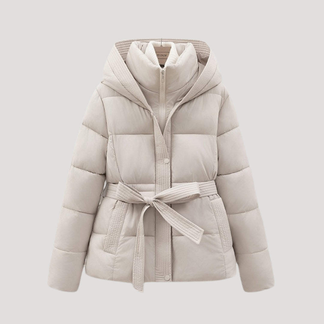 Brunhilde | Wattierte Kapuzenjacke mit Gürtel