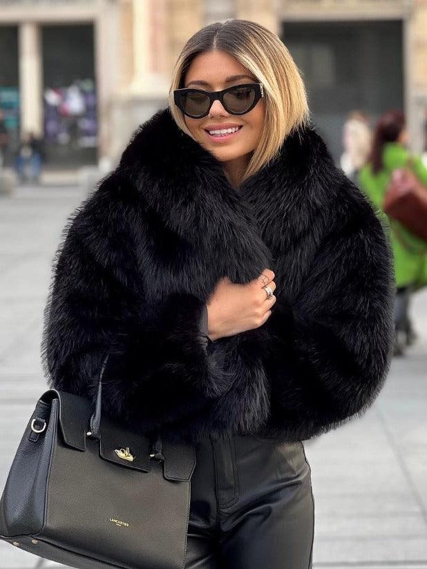 Heike | Kuschelige Plüschjacke mit Revers