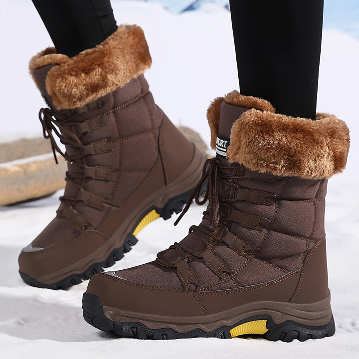 Bergliot | Winterstiefel mit hohem Schaft, Webpelzkragen und Profilsohle