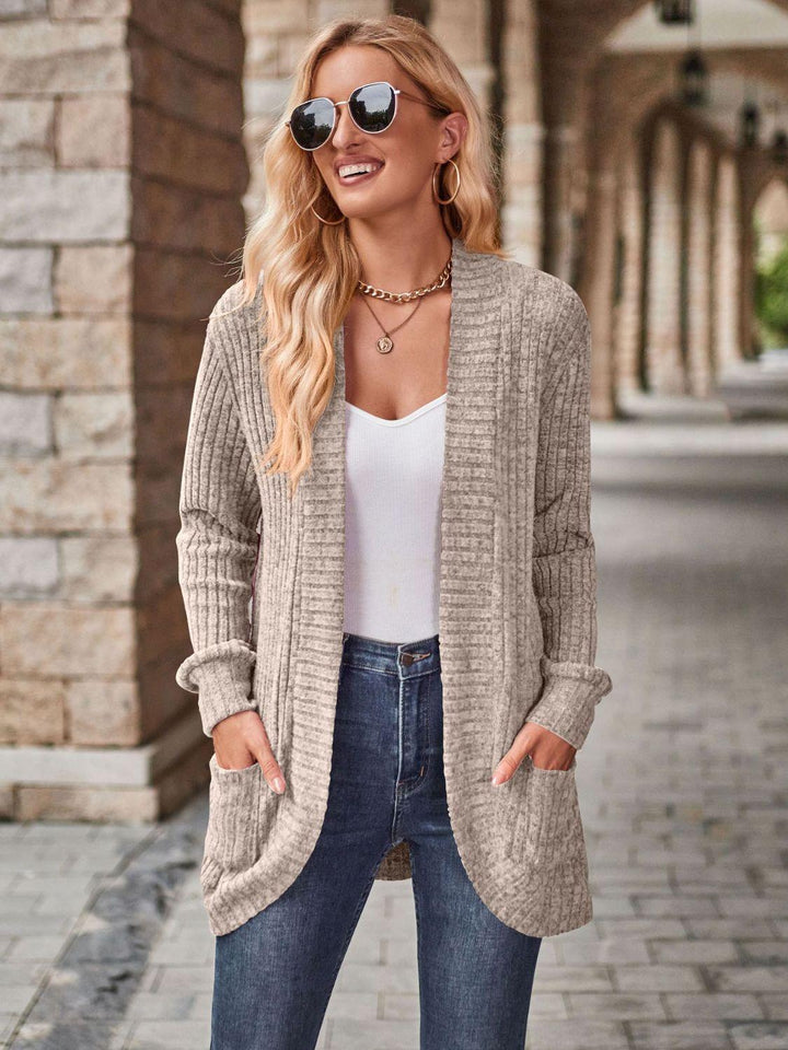 Malwine | Gerippte Strickjacke mit Taschen