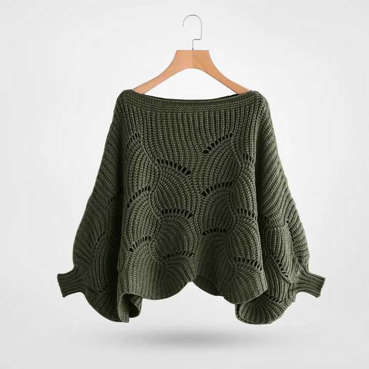 Adelgunde | Pullover mit Wellenkanten an Ausschnitt und Bündchen