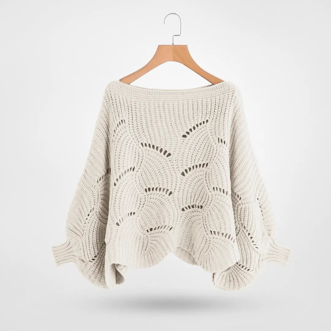 Adelgunde | Pullover mit Wellenkanten an Ausschnitt und Bündchen