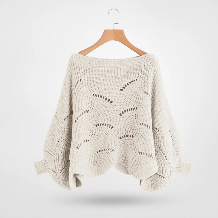 Adelgunde | Pullover mit Wellenkanten an Ausschnitt und Bündchen