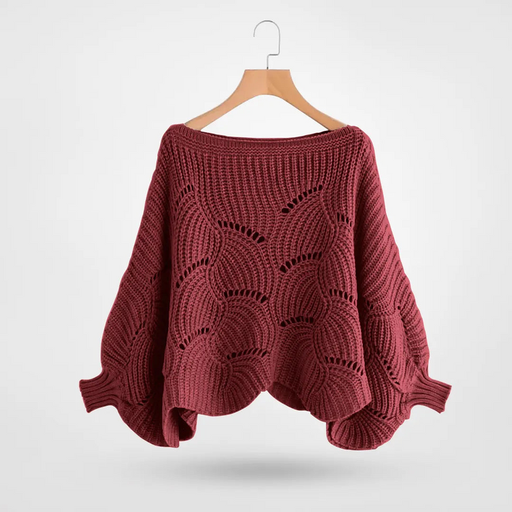 Adelgunde | Pullover mit Wellenkanten an Ausschnitt und Bündchen