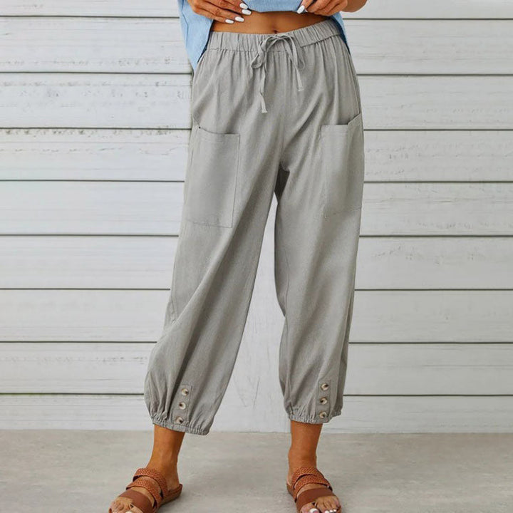 Nora | Weite Damenhose aus Baumwoll-Leinen-Mix