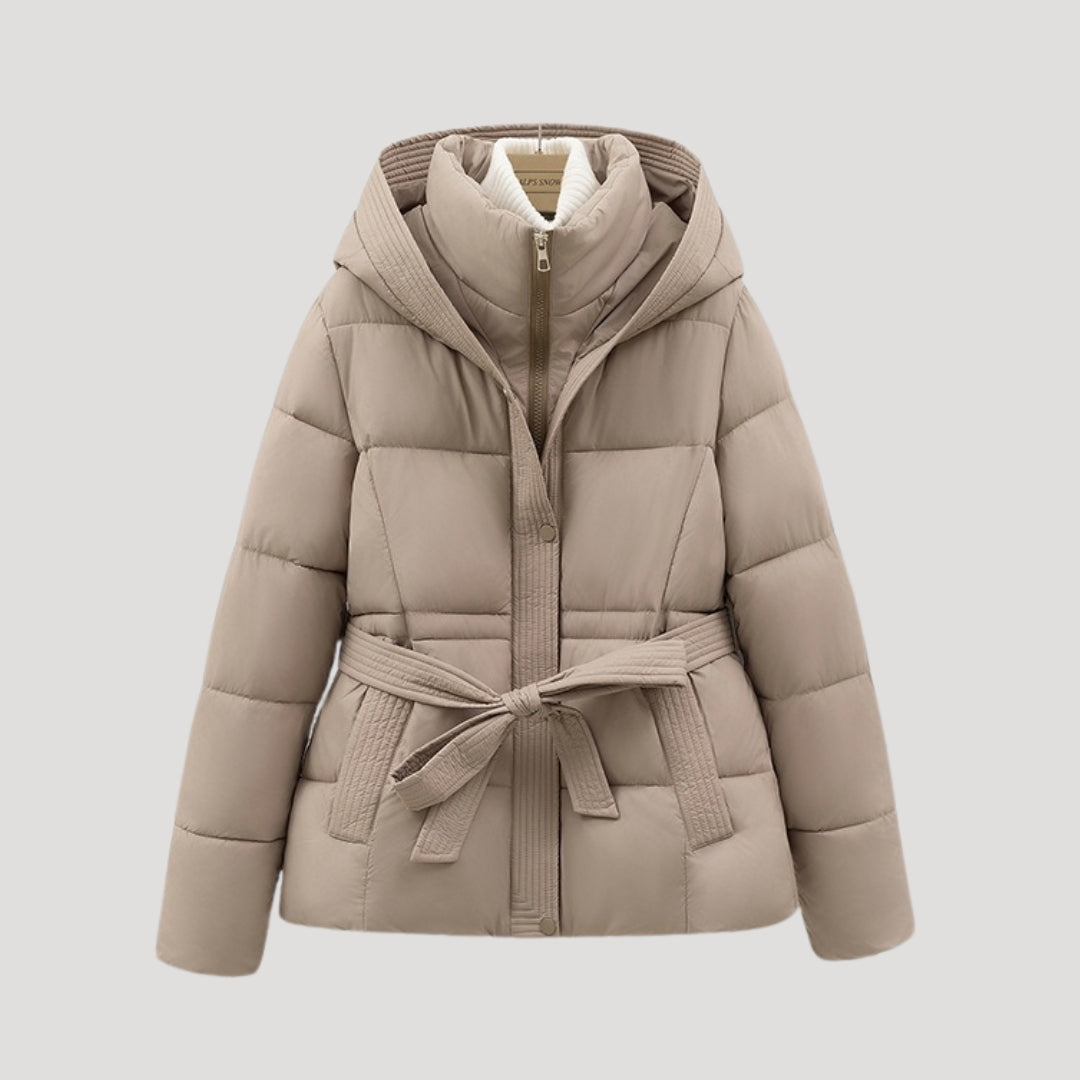Brunhilde | Wattierte Kapuzenjacke mit Gürtel