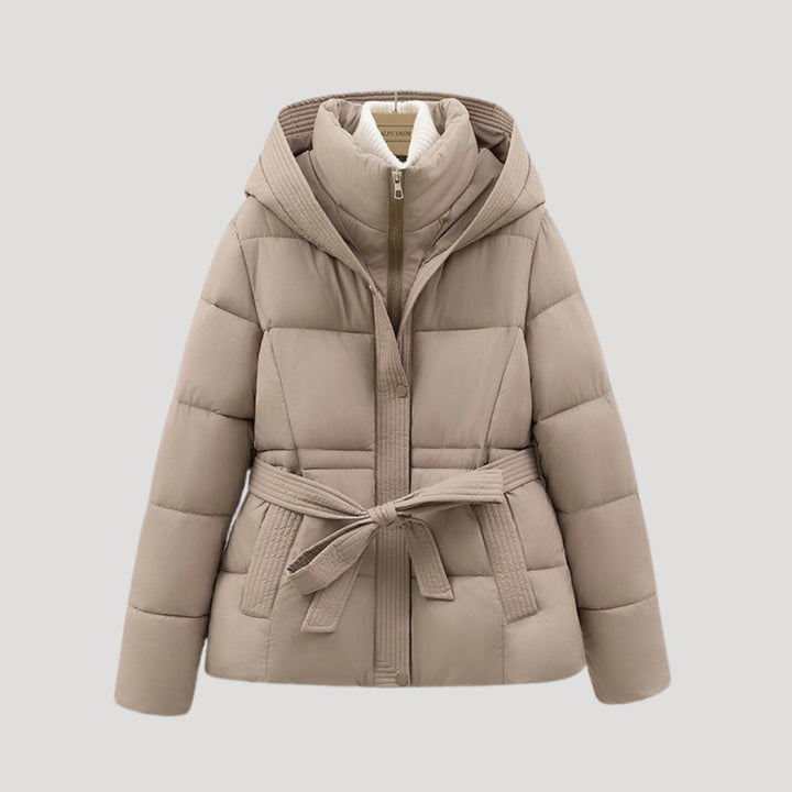 Brunhilde | Wattierte Kapuzenjacke mit Gürtel