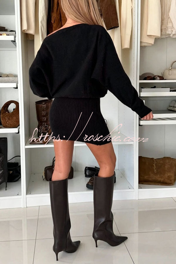Marie-Sophie | Strick-Minikleid mit U-Boot-Ausschnitt
