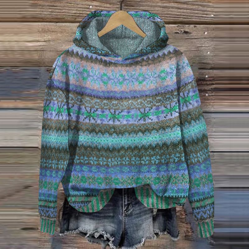 Berta-Maria | Kapuzenpullover mit modernem Jacquardmuster