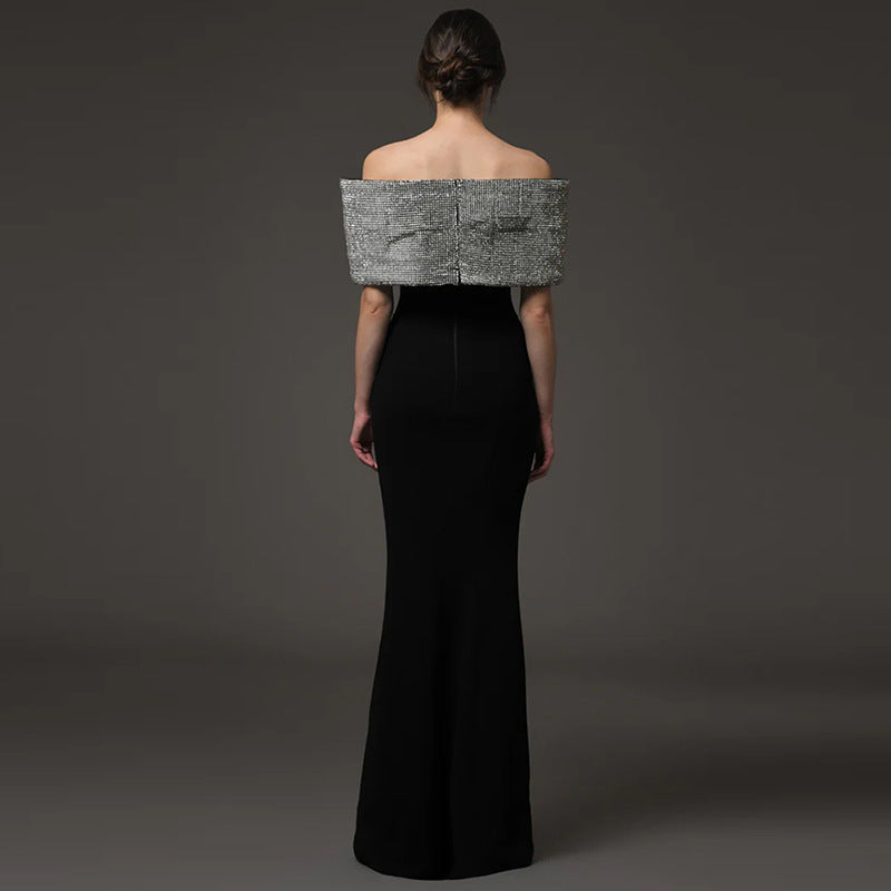 Adelgard | Off-Shoulder-Abendkleid im Meerjungfrauenschnitt mit Glitzerschleife