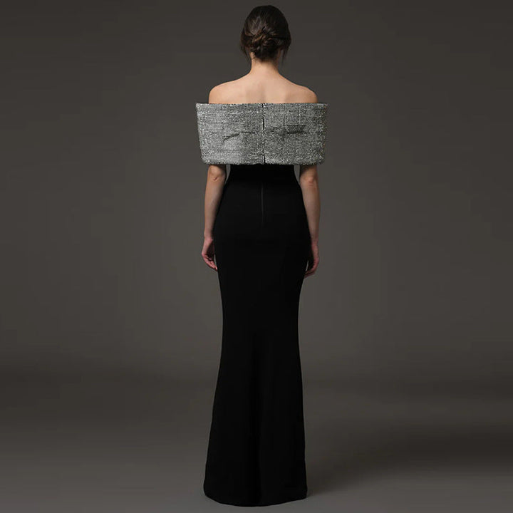 Adelgard | Off-Shoulder-Abendkleid im Meerjungfrauenschnitt mit Glitzerschleife
