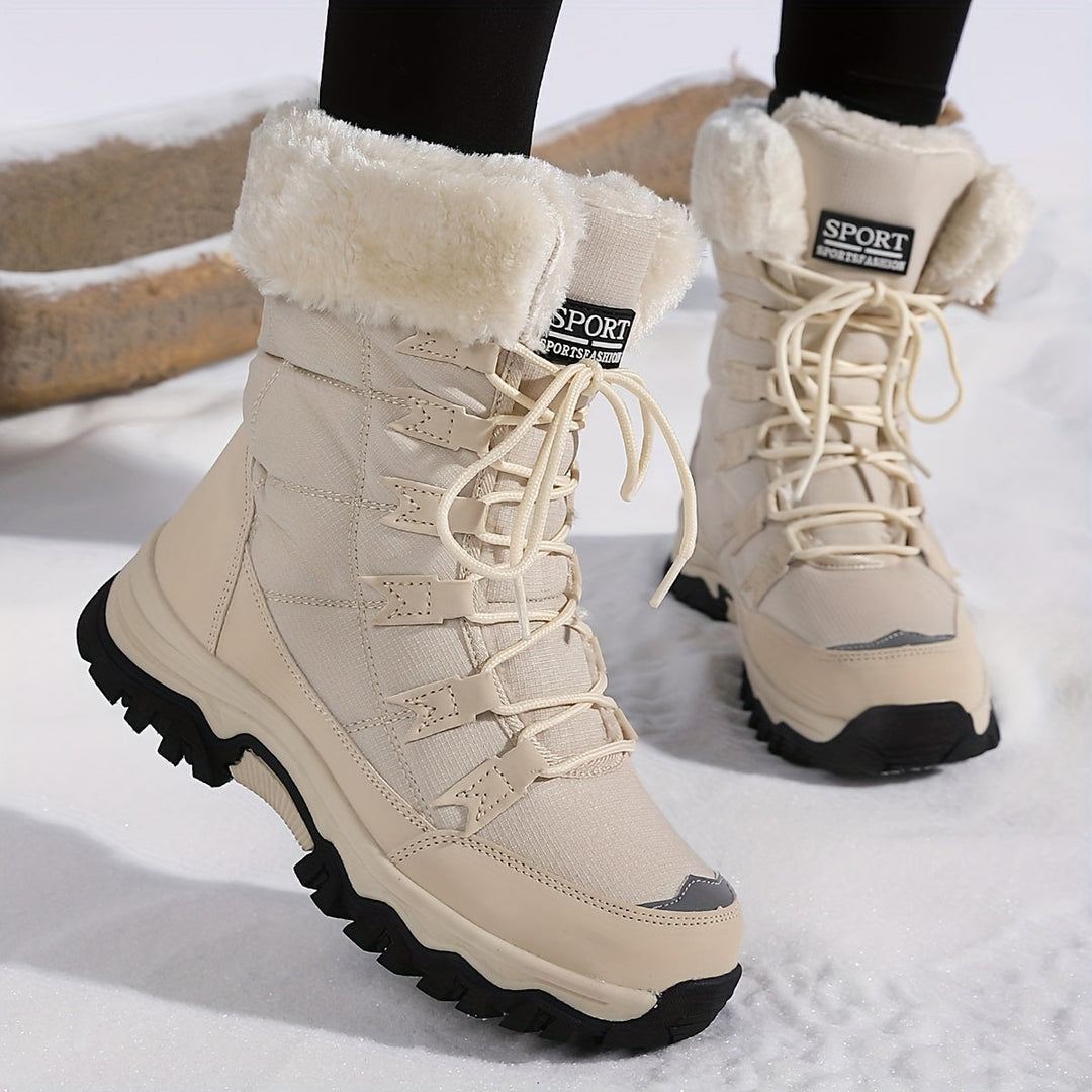 Bergliot | Winterstiefel mit hohem Schaft, Webpelzkragen und Profilsohle