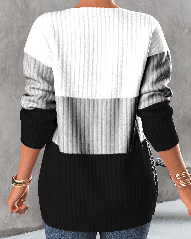Eleonore | Gerippter Pullover im Colorblock-Design