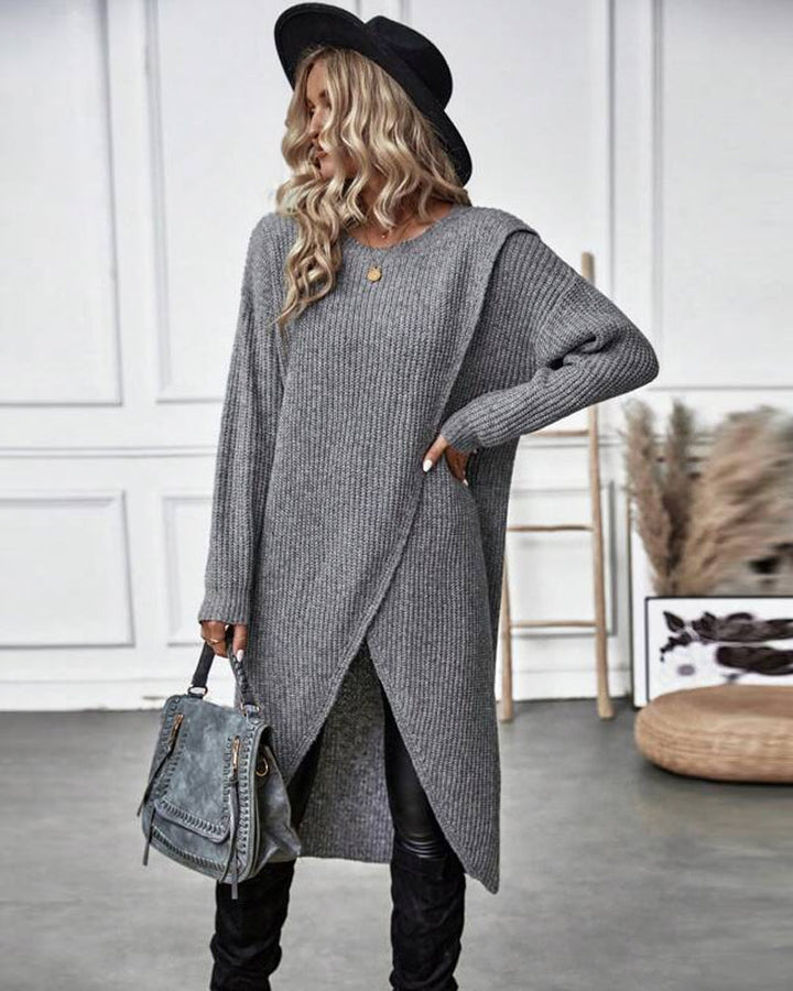 Hanne-Minna | Strickkleid mit Wickeldesign und langen Ärmeln