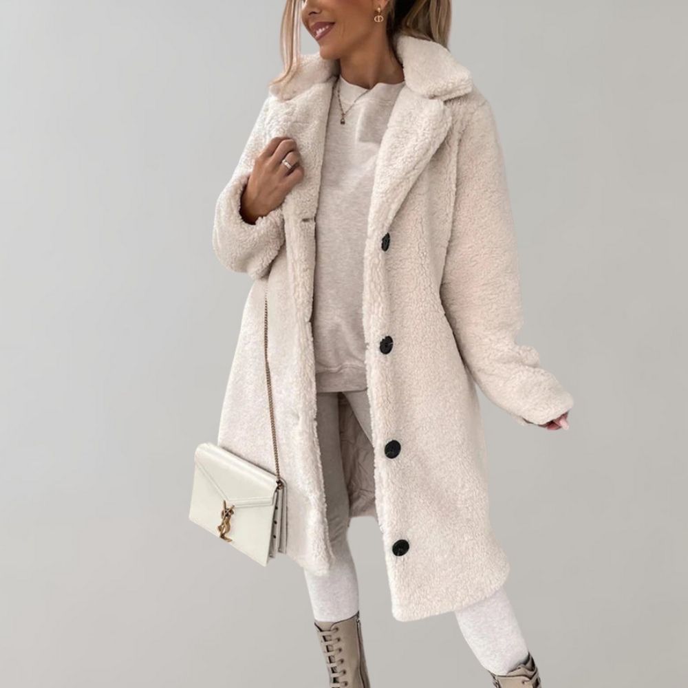 Gustava | Langer Wintermantel aus Fleece mit Isolierung
