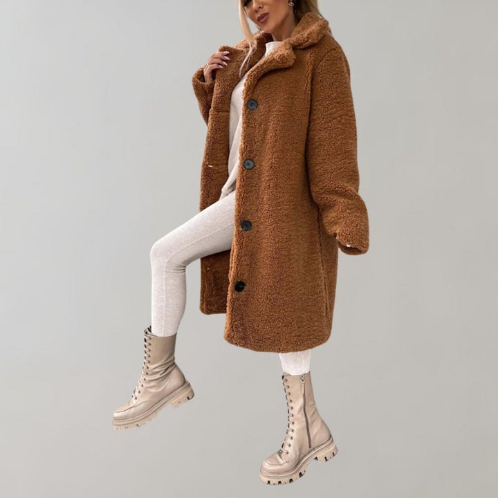Gustava | Langer Wintermantel aus Fleece mit Isolierung