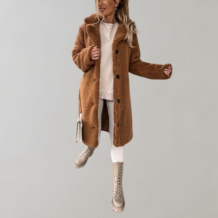 Gustava | Langer Wintermantel aus Fleece mit Isolierung