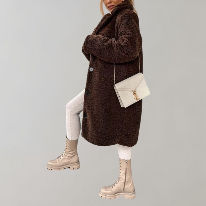 Gustava | Langer Wintermantel aus Fleece mit Isolierung