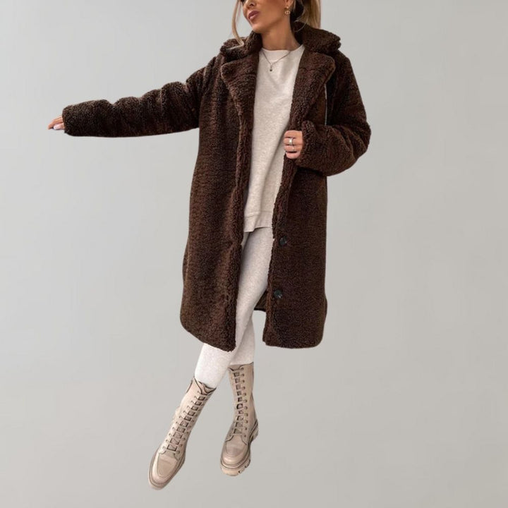 Gustava | Langer Wintermantel aus Fleece mit Isolierung
