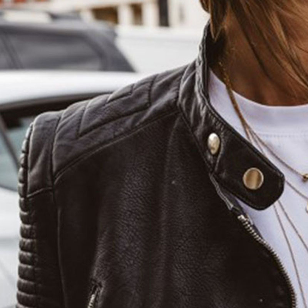 Heidemarie | Jacke aus echtem Leder mit Ziernähten