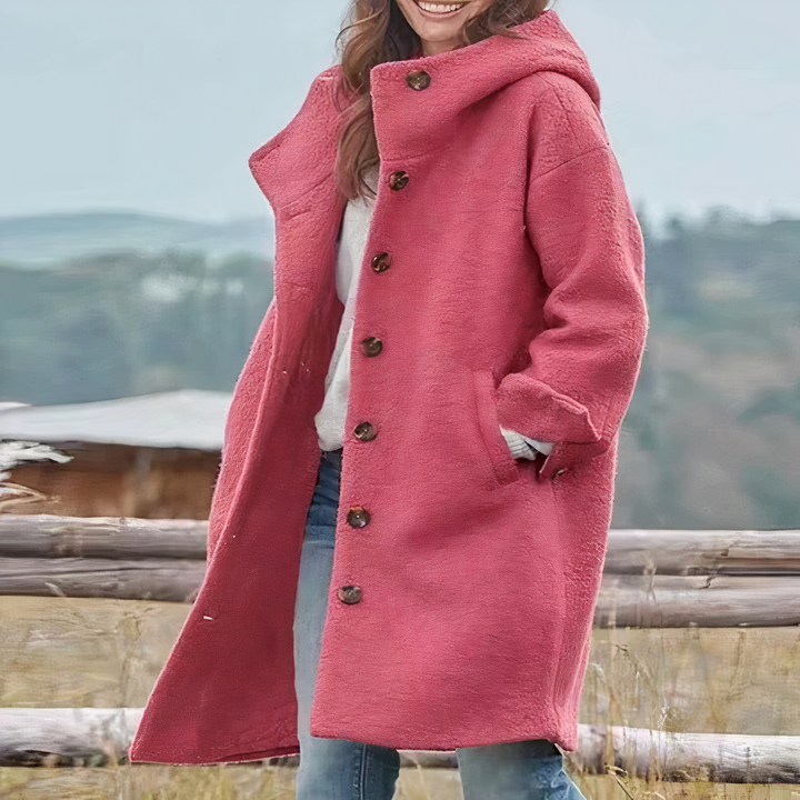 Karin-Sophie | Lange Übergangsjacke mit lockerer Passform und Knopfleiste