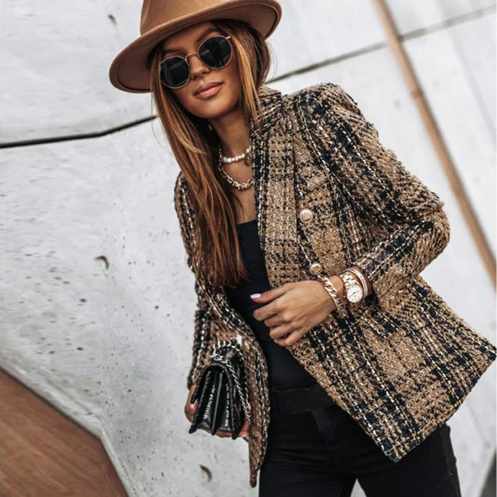 Juliane | Elegante Tweed-Jacke mit Karomuster