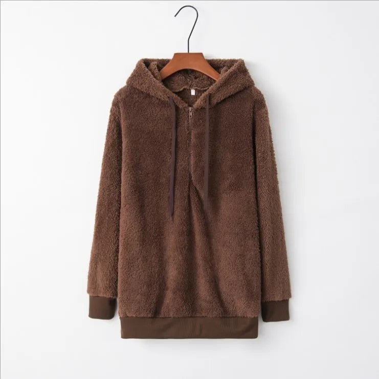 Odette | Kapuzenpullover mit halbem Reißverschluss und Kordelzug