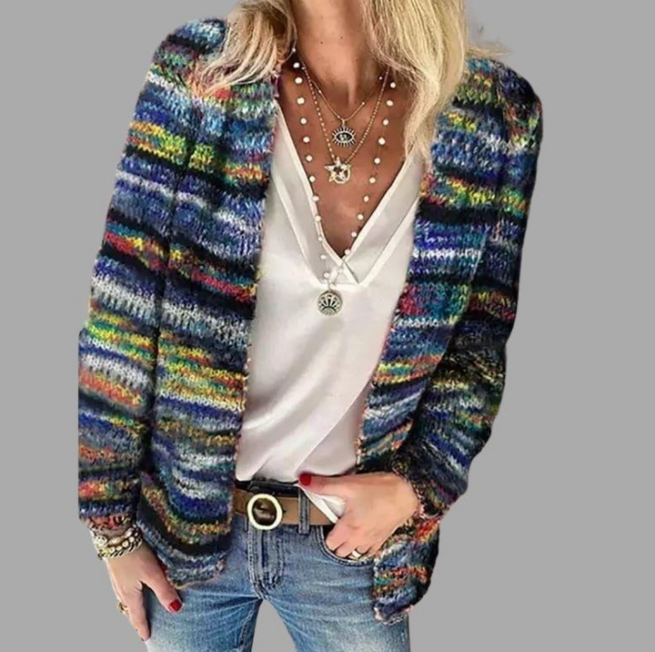 Lena-Marie | Gestreifte Strickjacke mit Farbakzenten