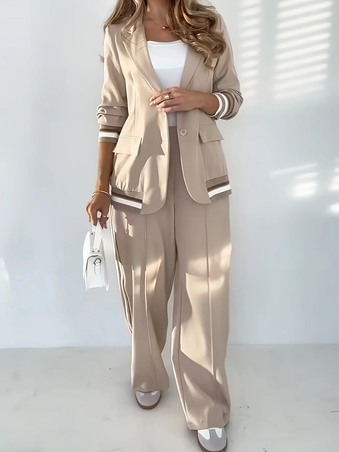 Hildegunde | Blazer-Hosen-Set mit Rippstruktur und weiter Passform