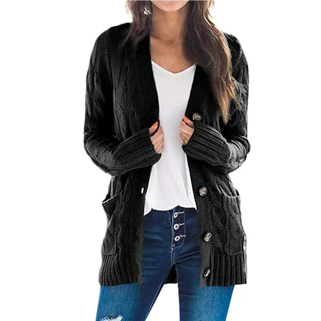 Rupertina | Strickjacke mit Zopfmuster und Taschen