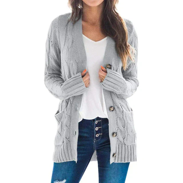 Rupertina | Strickjacke mit Zopfmuster und Taschen