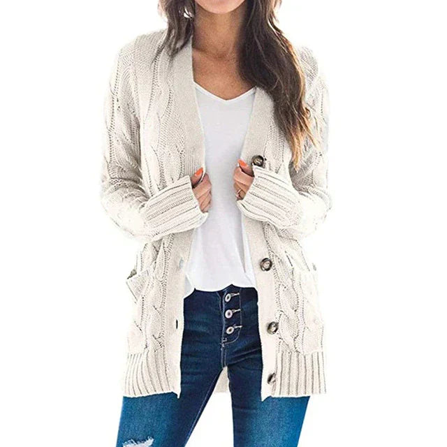 Rupertina | Strickjacke mit Zopfmuster und Taschen
