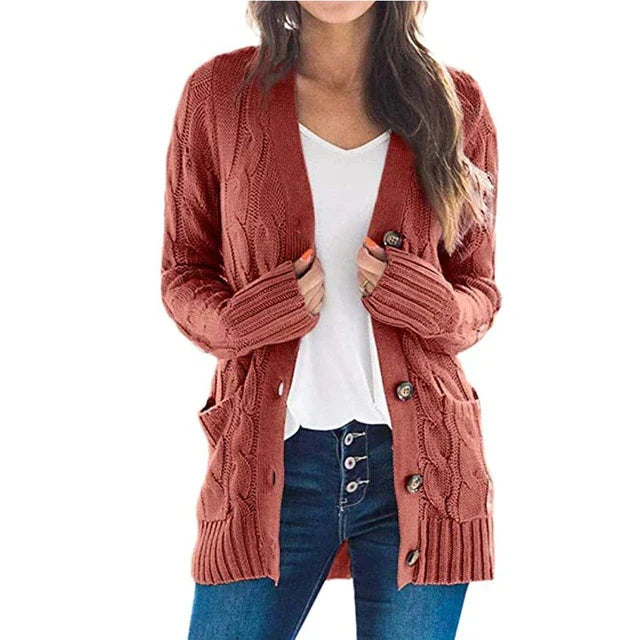 Rupertina | Strickjacke mit Zopfmuster und Taschen