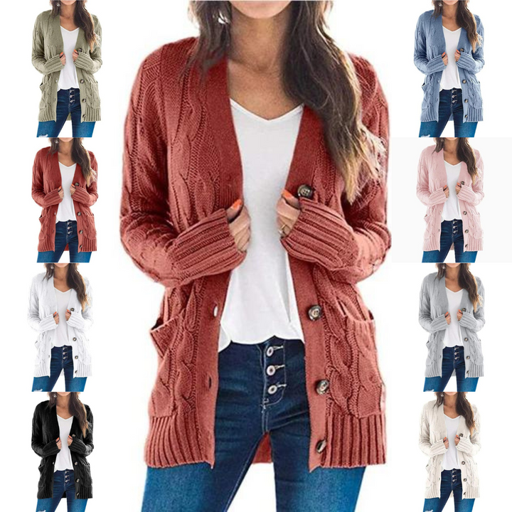 Rupertina | Strickjacke mit Zopfmuster und Taschen
