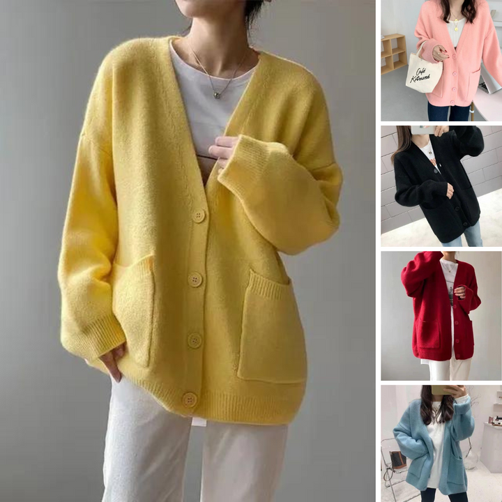 Anna-Trud | Strickjacke mit V-Ausschnitt und Knopfleiste