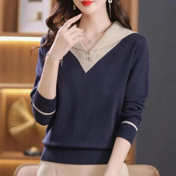 Edith | Strickpullover mit V-Ausschnitt und Knopfdetails