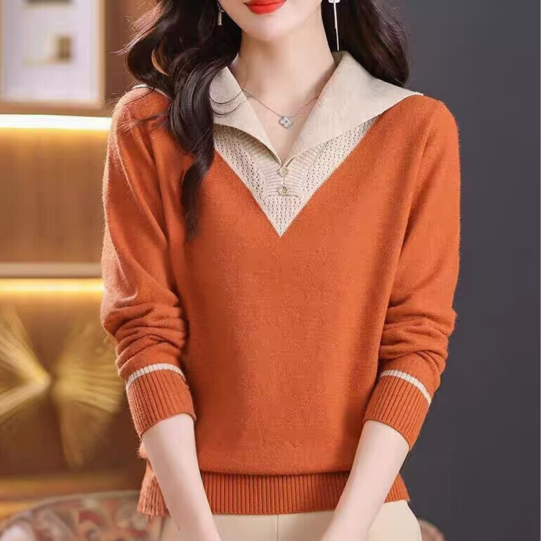 Edith | Strickpullover mit V-Ausschnitt und Knopfdetails