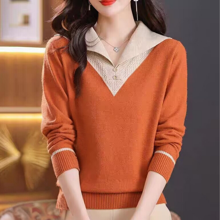 Edith | Strickpullover mit V-Ausschnitt und Knopfdetails