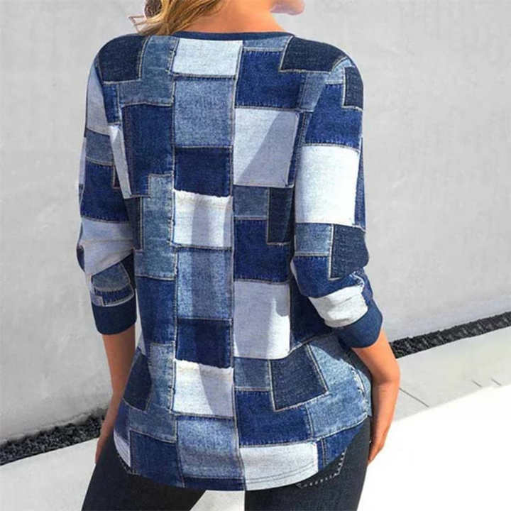Hanne-Maria | Pullover mit halbem Reißverschluss und geometrischem Muster