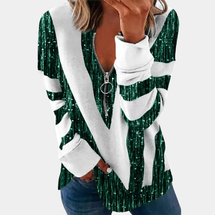 Simone | Glitzernder Pailletten-Pullover mit V-Ausschnitt