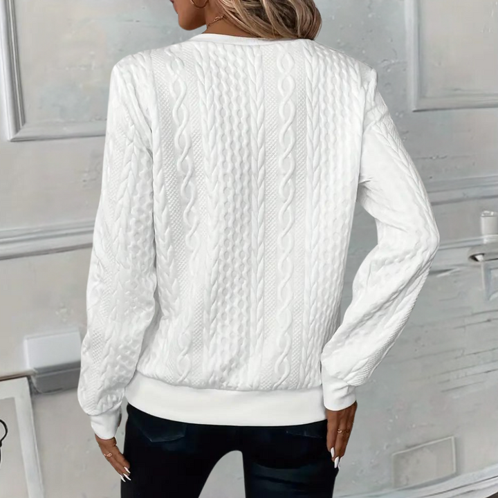 Berta-Kathrin | Zopfstrick-Pullover mit halbem Reißverschluss