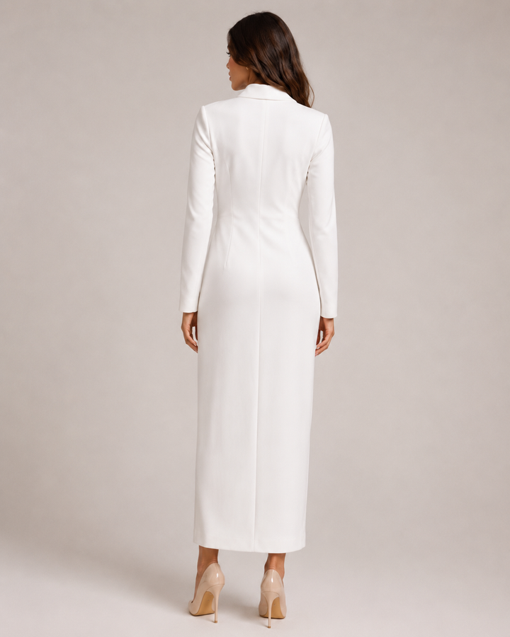 Grete-Maria | Tailliertes Blazerkleid mit Knopfleiste und V-Ausschnitt