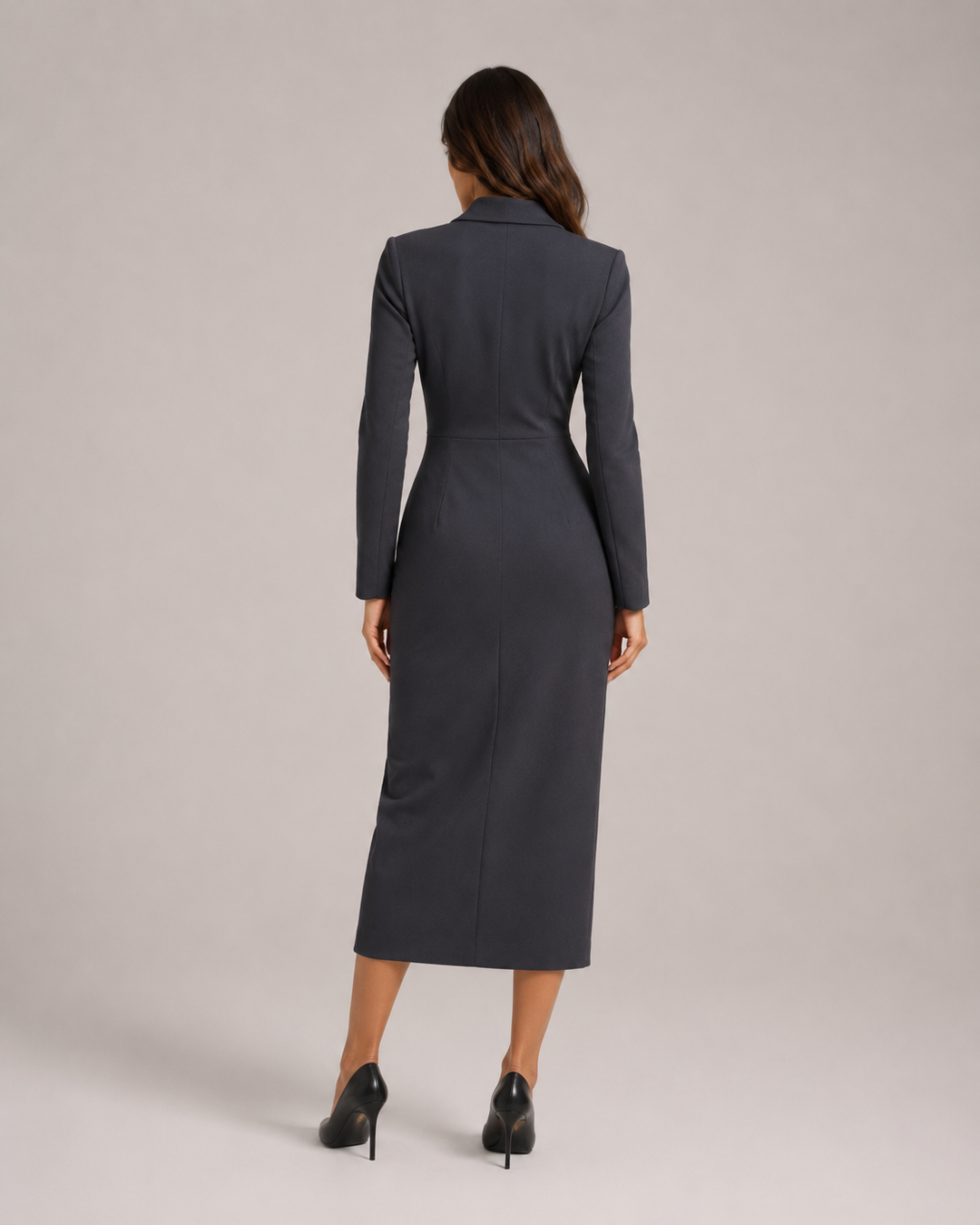 Grete-Maria | Tailliertes Blazerkleid mit Knopfleiste und V-Ausschnitt