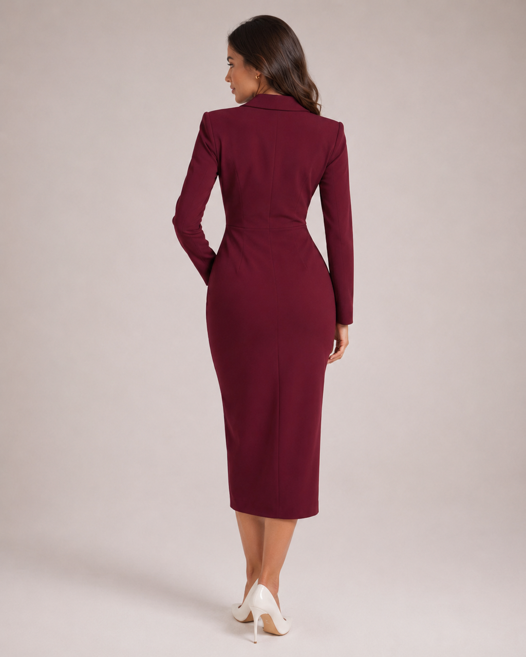 Grete-Maria | Tailliertes Blazerkleid mit Knopfleiste und V-Ausschnitt