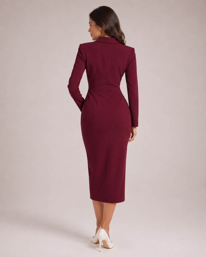 Grete-Maria | Tailliertes Blazerkleid mit Knopfleiste und V-Ausschnitt