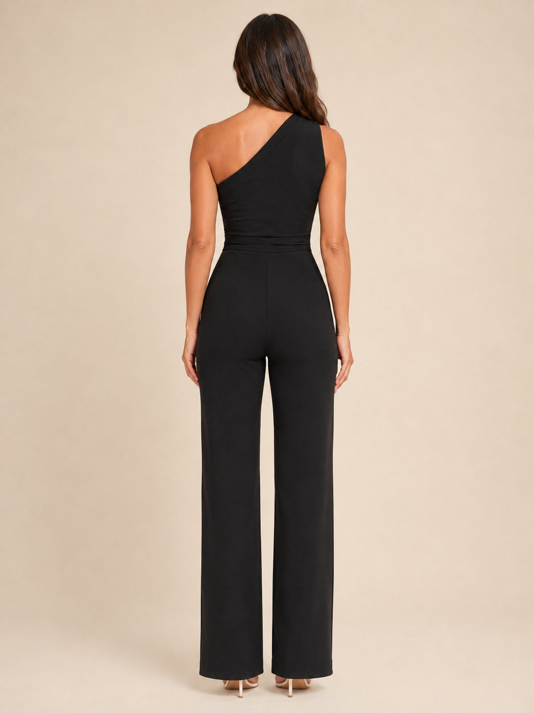 Tabea | One-Shoulder-Jumpsuit mit Bindegürtel und weitem Bein