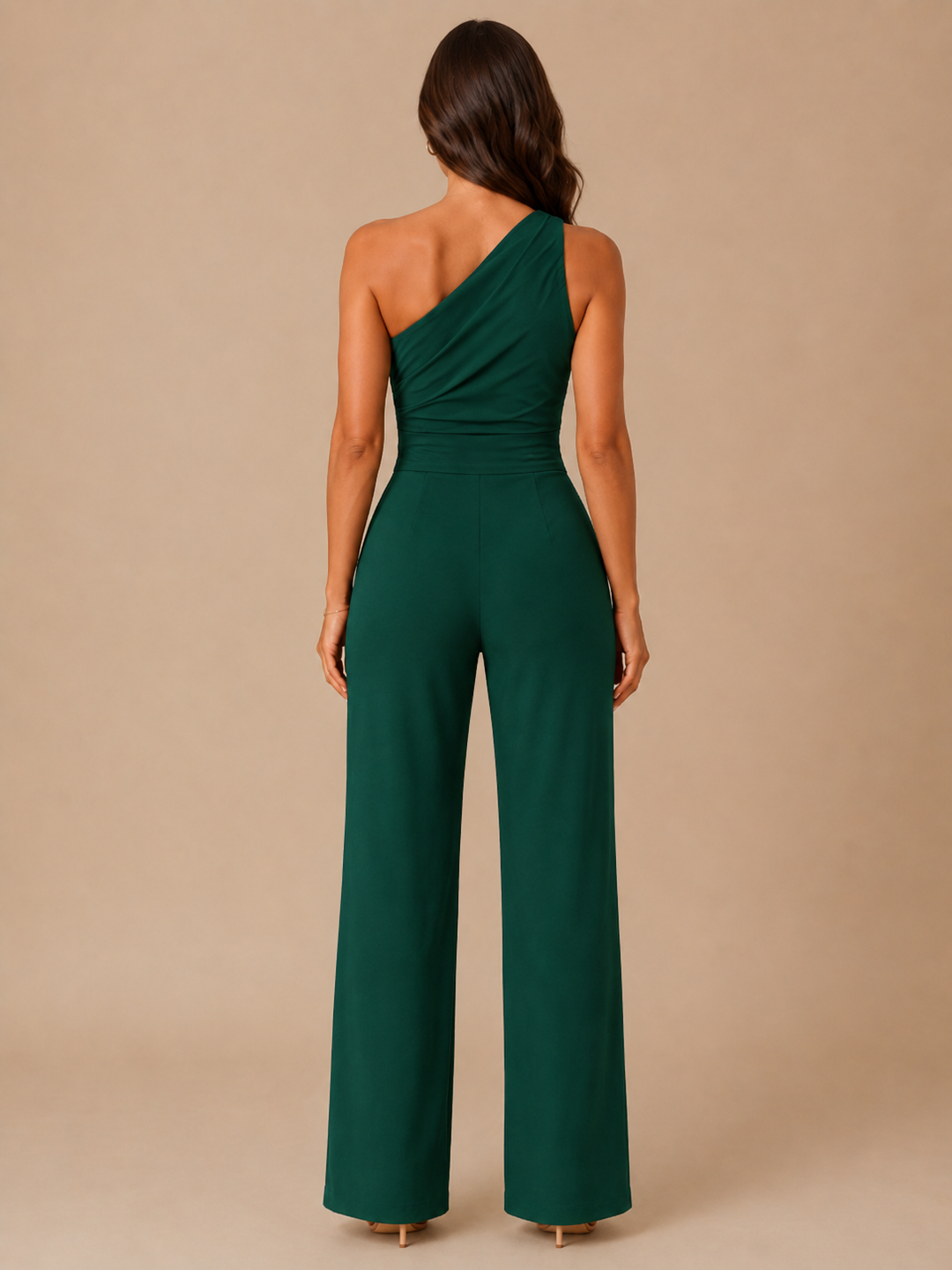 Tabea | One-Shoulder-Jumpsuit mit Bindegürtel und weitem Bein